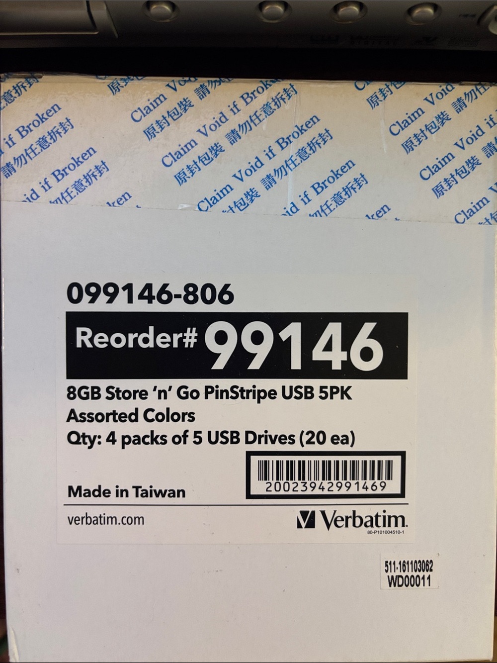 Verbatim PinStripe 8GB USB Drives | Multicolor | 5PK 4CT